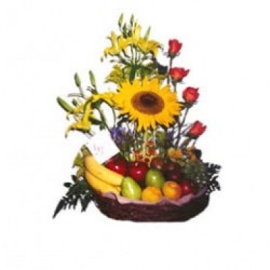 fruits and flowers basket