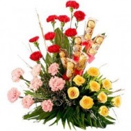 Carnations, roses and chocolates