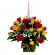 36 red and yellow roses