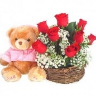 Roses and Teddy Bear