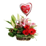 Lilies and gerberas valentine's arrangement