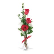 Three roses in vase