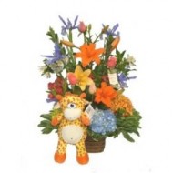 Lilies, roses and teddy