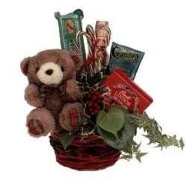 Teddy bear with candies basket