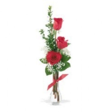 Three red roses bouquet