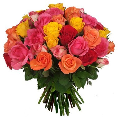 Three dozen mix colour roses bouquet