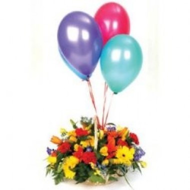 Spring arrangement with balloons