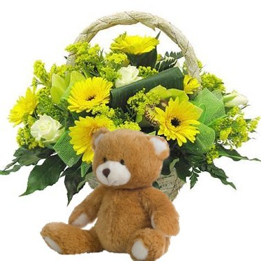 Yellow mix flowers Basket