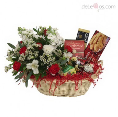 Gourmet basket and flowers