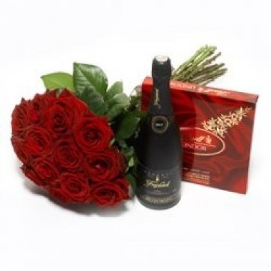 Wine , chocolate and roses