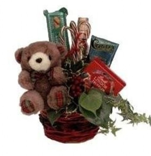 Teddy bear with candies basket