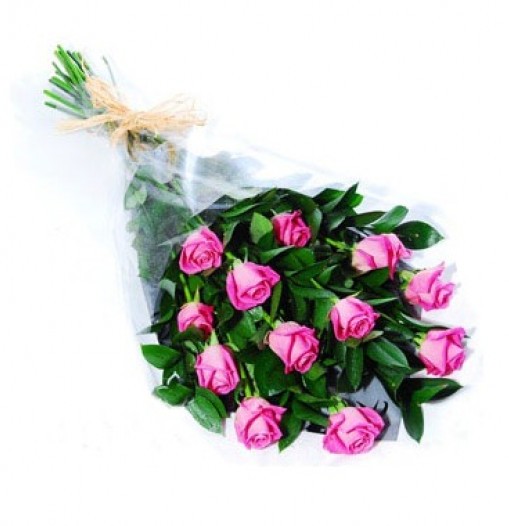 One dozen pink roses bouquet