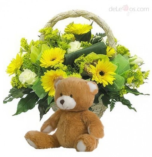 Yellow mix flowers Basket