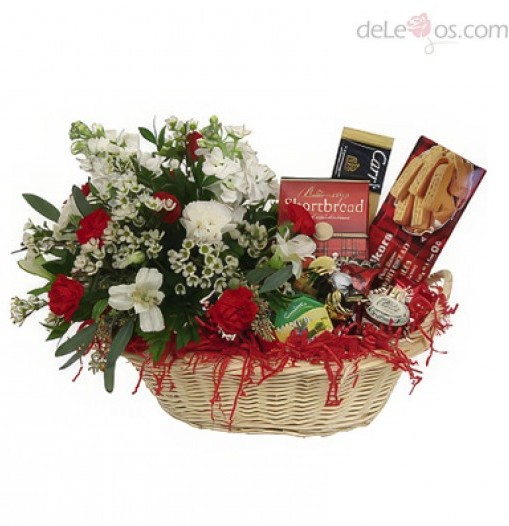 Gourmet basket and flowers