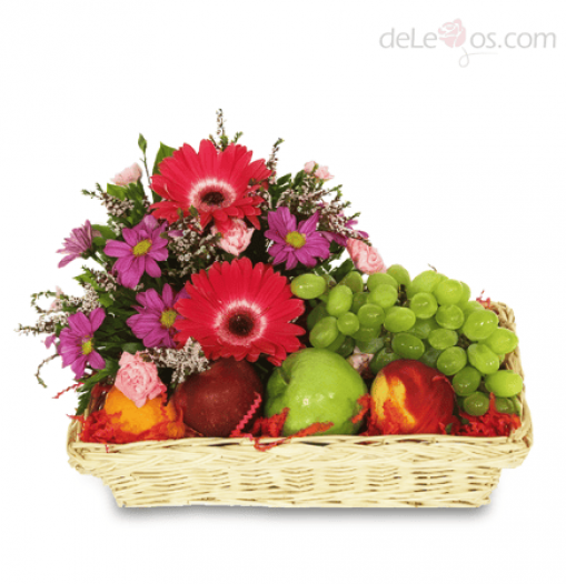 Fruits and gerberas daisies Basket