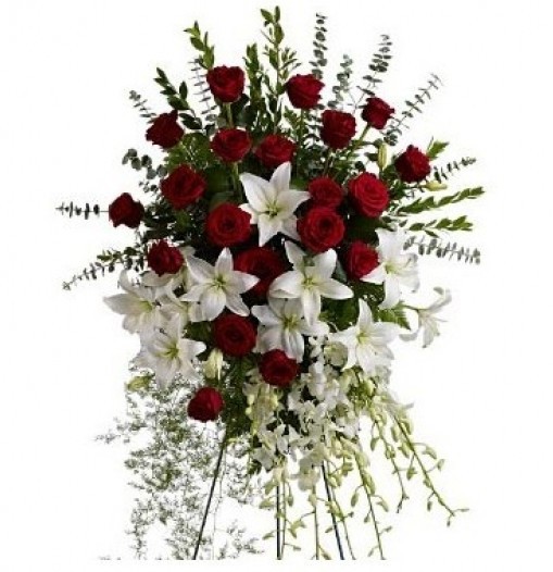 Tears of roses, lilies and gladiolums