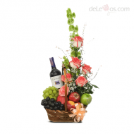 Fruits, Flowers and Wine Basket